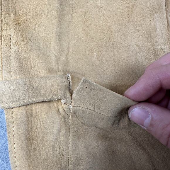 Vintage 40s Briar Club Suede Vest Small Brown Leather Talon Zip Hunting Workwear - Picture 10 of 16